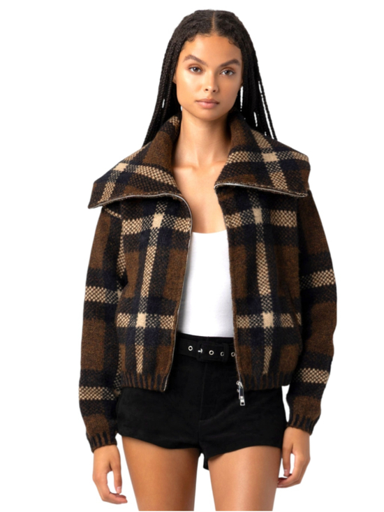 Blank NYC Jackets & Blazers - BlankNYC NWT Prep Academy Plaid Full Zip Sweater Jacket Small